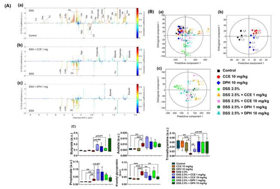 1H-NMR-based metabolomics analysis of fecal samples