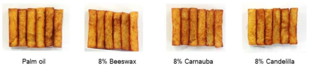 팜유와 천연유지젤 사용 french fries의 외관 비교