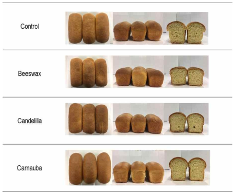 Gelator 종류에 따른 유지젤 함유 빵 제조 및 외관 비교