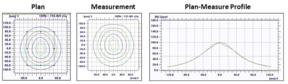 플랜과 측정의 선량분포 비교