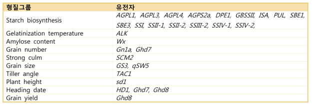 주요 유전자의 형질 구분