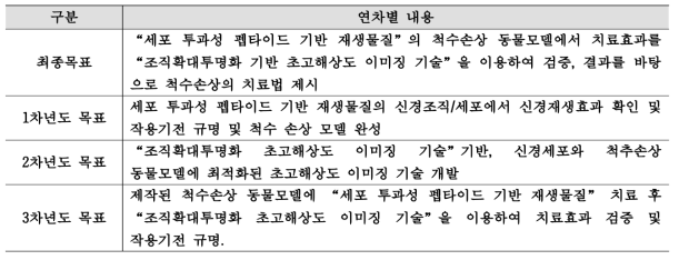 최종목표 및 연차별 목표