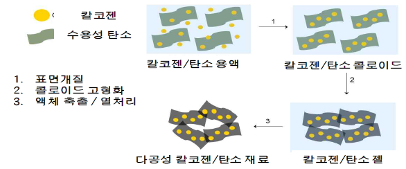 그래핀 옥사이드 겔의 활성화 반응 개념 모식도