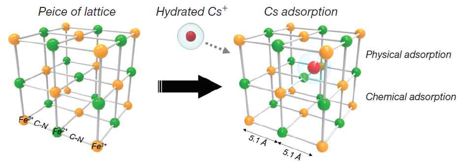 프러시안 블루의 Cs이온 흡착 반응 기작