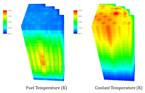 MCS/CTF 핵연료 및 감속재 온도 분포