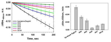 AA 함유량에 따른 lysozyme 흡착