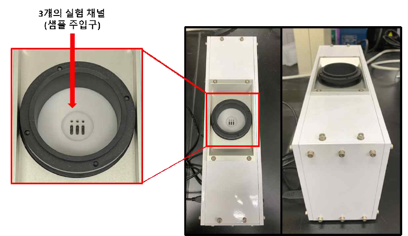 PoCT형 나노플라즈모닉 바이오센서 시스템 시작품 윗면과 옆면 사진