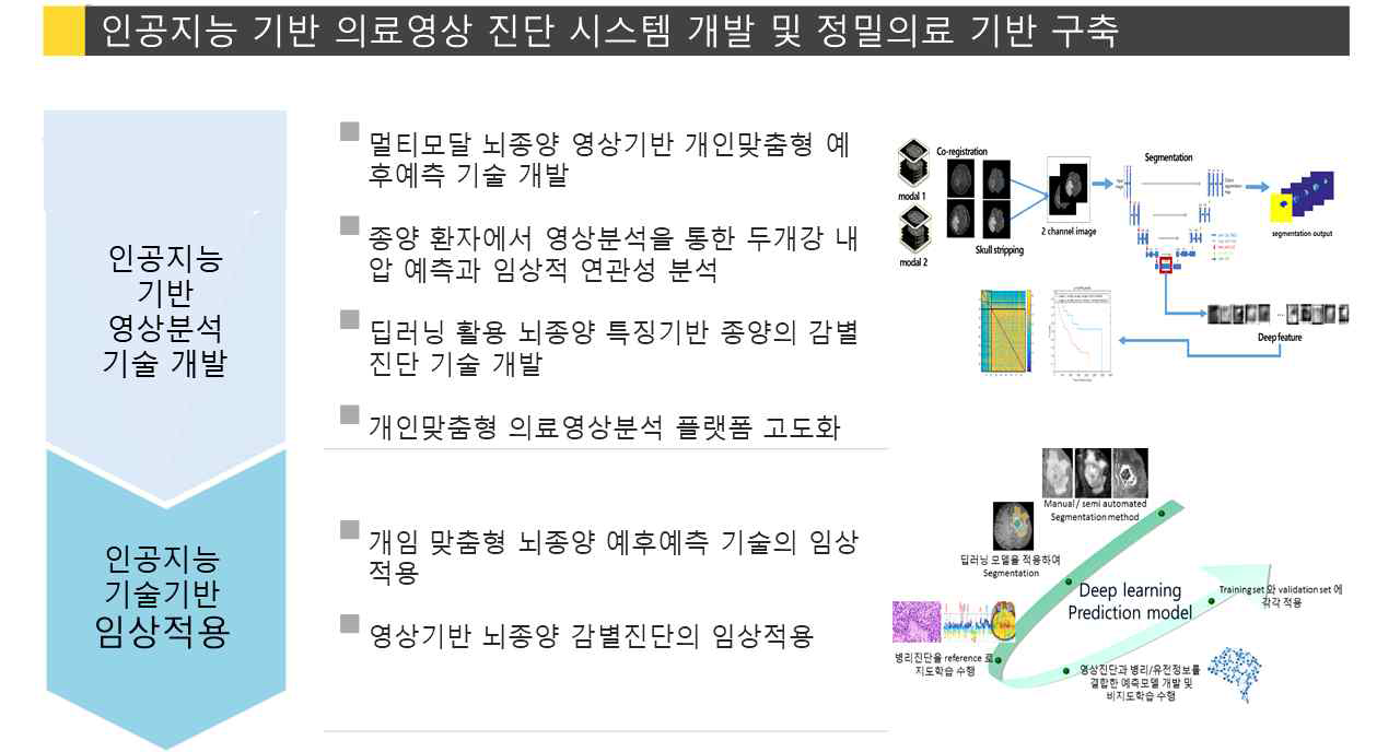 인공지능 기반 의료영상 진단 시스템 개발 및 정밀의료 기반 구축 연구 개념도