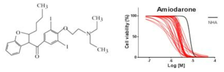 부정맥 치료제 Amiodarone의 구조와 약물 반응 스크리닝 결과