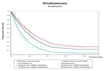 standard treatment 받은 glioblastoma환자의 subtype별 kaplan-meier survival analysis 시행결과