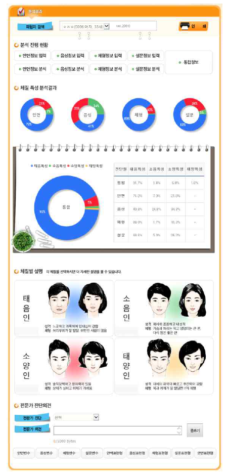 디자인이 변경된 체질 특성 분석 화면