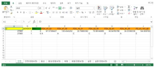 습득된 정보 csv 파일로 저장