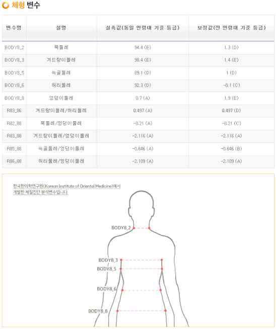 체형 변수 화면