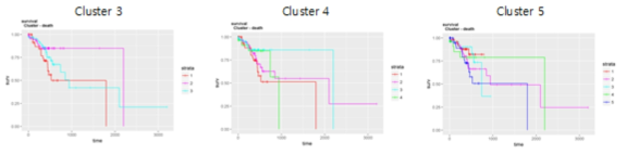 NMF 3,4,5군의 Kaplan meier plot