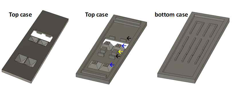 Fusion360을 이용한 바이오센서 케이스의 상판 윗면과 아랫면, 하판의 디자인