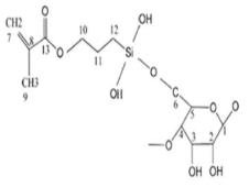 Chemical structures of modified CNC with MPTMS