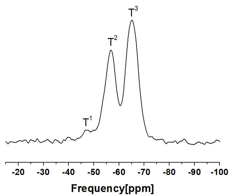 Solid state 29Si CP/MAS NMR spectra of modified CNC with 80 wt% MPTS