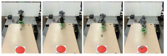 실제 로봇 팔 시스템을 이용한 학습된 policy의 유효성 검증 실험