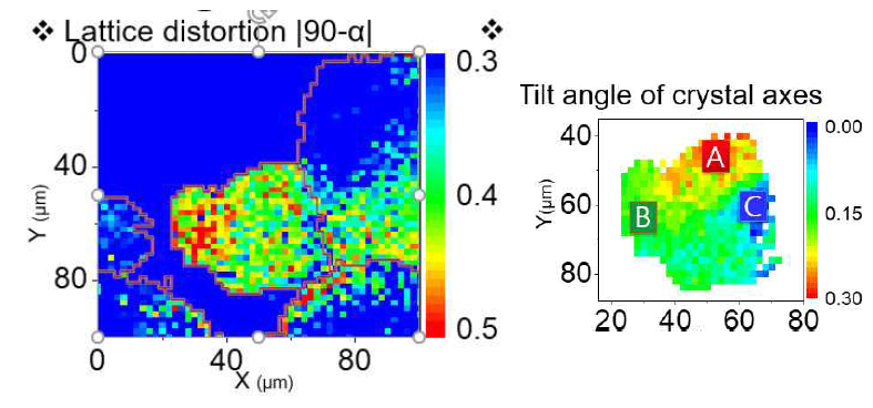 Grain 내부에 strain 의 변화가 있는 경우, orientation이 살짝 다른 subgrain이 존재함을 밝혀냈다