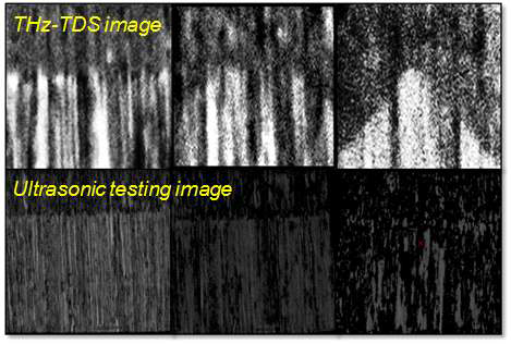 다층 박리에 대한 THz파와 초음파를 통한 이미지 검출 결과