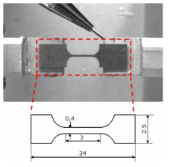 마이크로 인장시험을 위한 Cu 박막 인장시험편