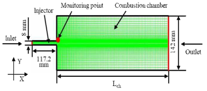 Geometry and computational grids of the 2-D model chamber