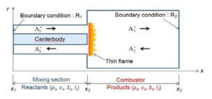 Schematic diagram of a combustor for linear system analysis