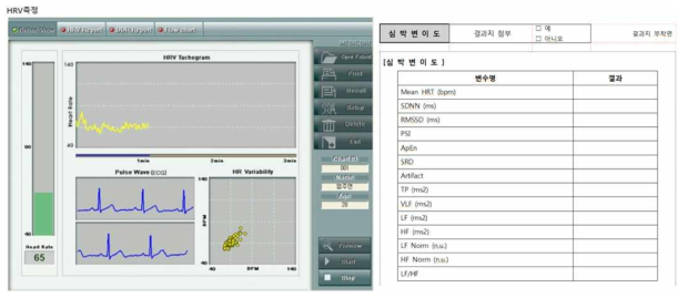 CMERC 추적조사 참여자에게서 수행한 Heart Rate Variability 측정 (Medicore, co. Ltd. SA-3000P)