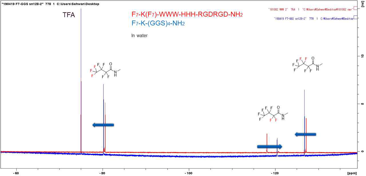 펩타이드 자기조립 거동에 따른 19F-NMR chemical shift 변화