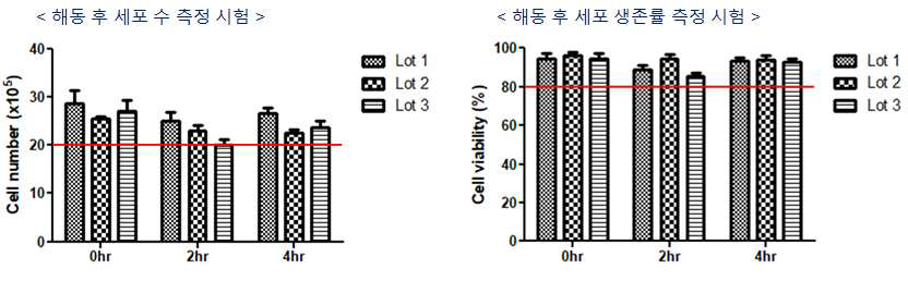 해동 후 세포 안정성 시험