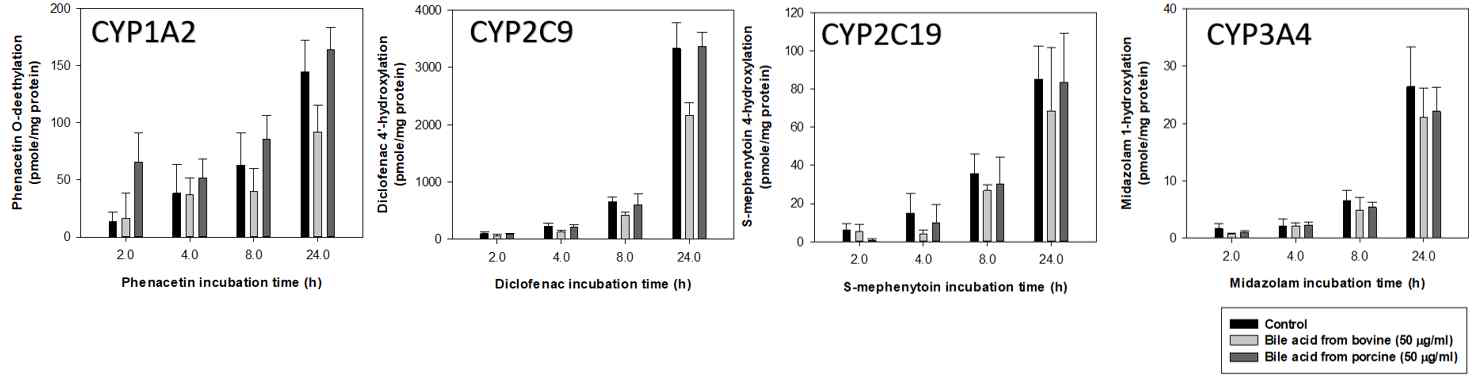 Bile acid를 처리한 hepatic organoid에서의 CYP 매개성 약물 상호작용 평가