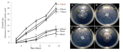 염도에 따른 Pythium porphyrae의 생장