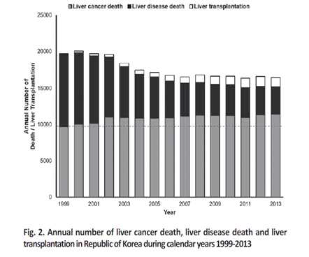 간암 사망률 및 간질환 사망률의 시대적 변천 -간암 사망률의 급속한 증가가 돋보임