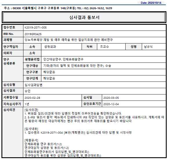 IRB 심사결과 통보서