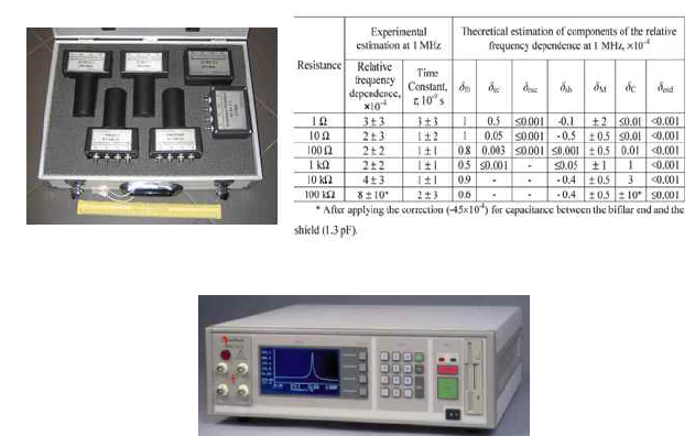 AC-DC calculable 저항 사진 및 주파수 특성