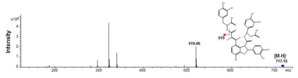 Salvianolic acid B의 MS/MS spectrum