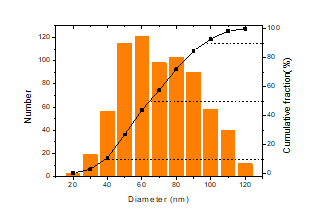 구리 나노입자의 입도 분포 분석 결과