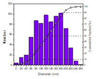 합성한 구리 입자의 입도 분포 (#1)