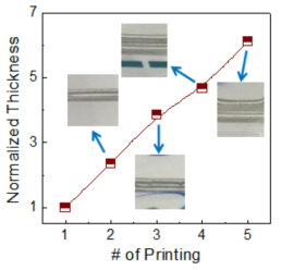 인쇄횟수에 따른 적층두께 변화