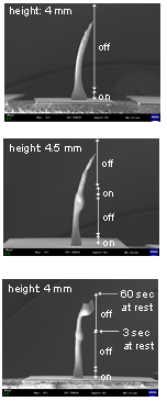 디스펜싱 공정을 통해 제작된 vertically shaped structure의 이미지