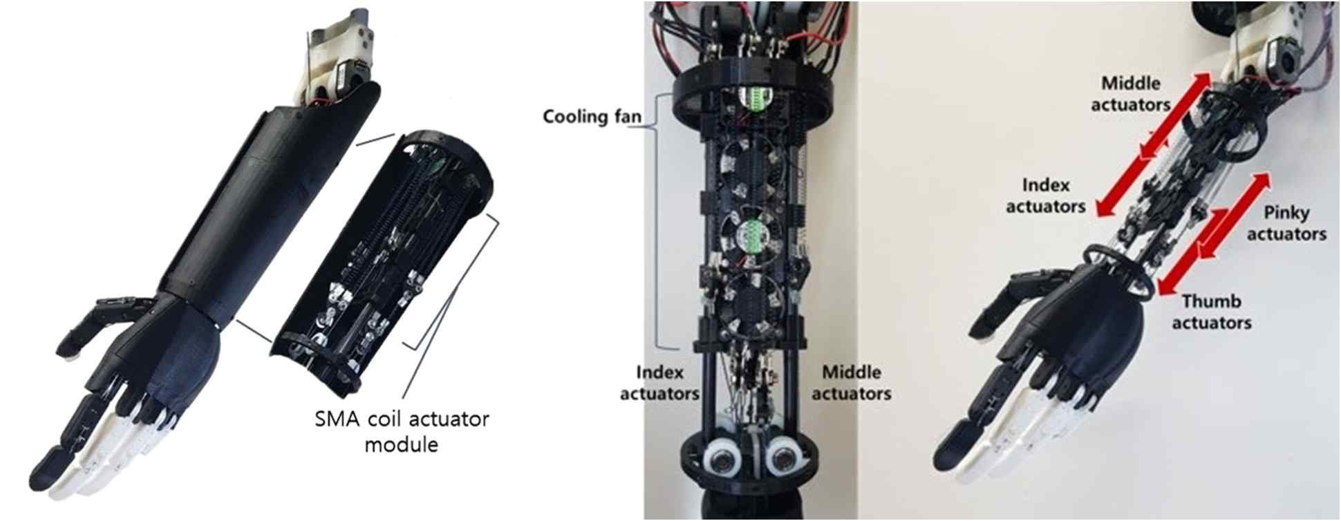 SMA 코일 구동기를 통해 구동되는 3자유도 바이오닉 핸드
