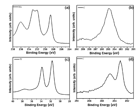 합성한 MXene (Mo2C and W2C) XPS 특성