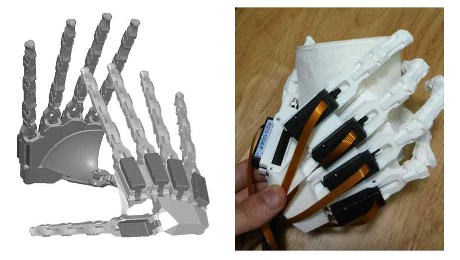 일체형 손 구조 CAD 및 프로토타입
