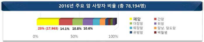 주요 암 사망자 비율 (국내)