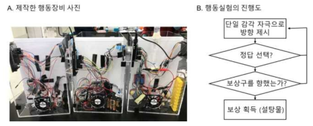 단일감각기반 행동실험 장비의 사진과 진행도