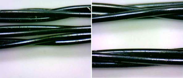 SMA 4 wires bundle (좌: 0.006“, 우:0.008”, 상:제작방법1, 하:제작방법2)