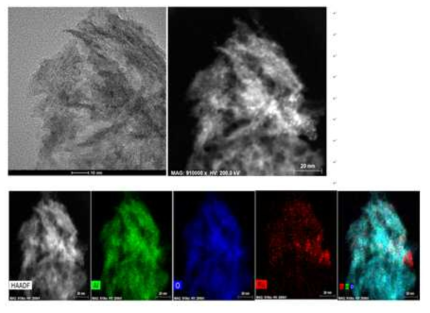 HAADF STEM images and TEM EDX of prepared catalysts