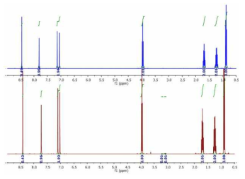 수집된 플라스크 샘픞의 NMR: n-butyl imidazole: formic acid = 1:1