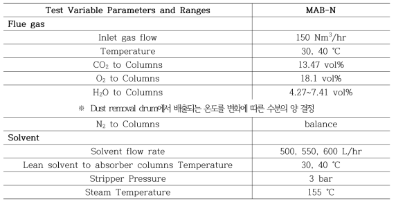 MAB-N 3차 315시간 연속 운전 실험 조건