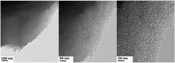 TEM images of UMC-600 samples with various maginifications